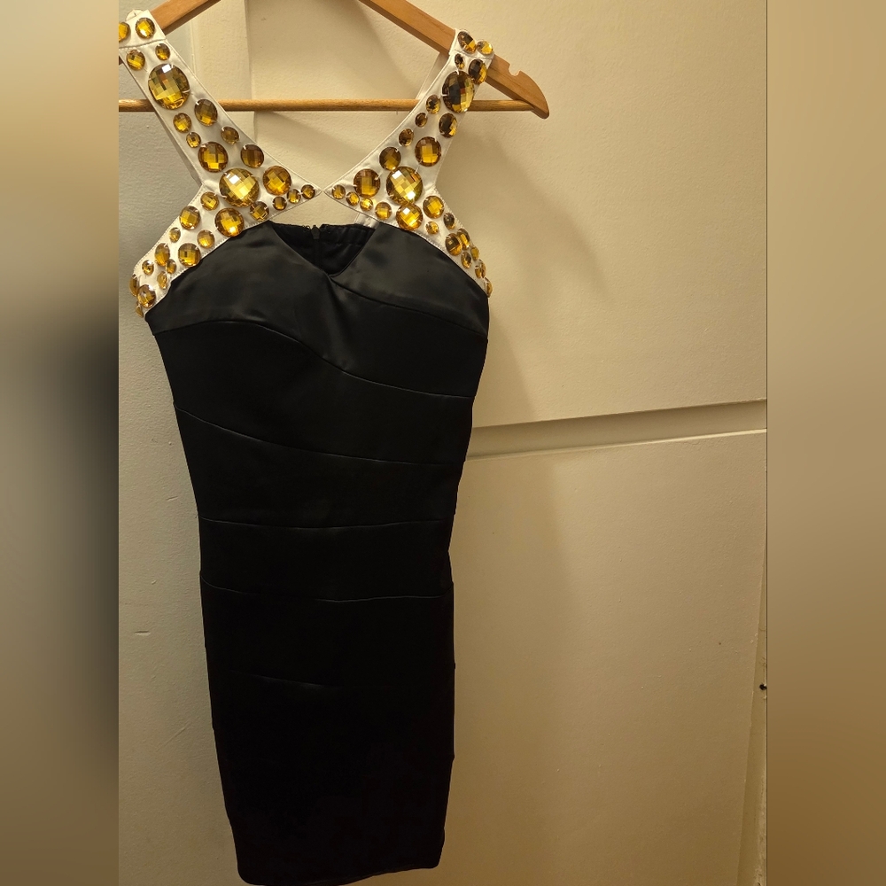 Elegant Black Dress with Gold Accents